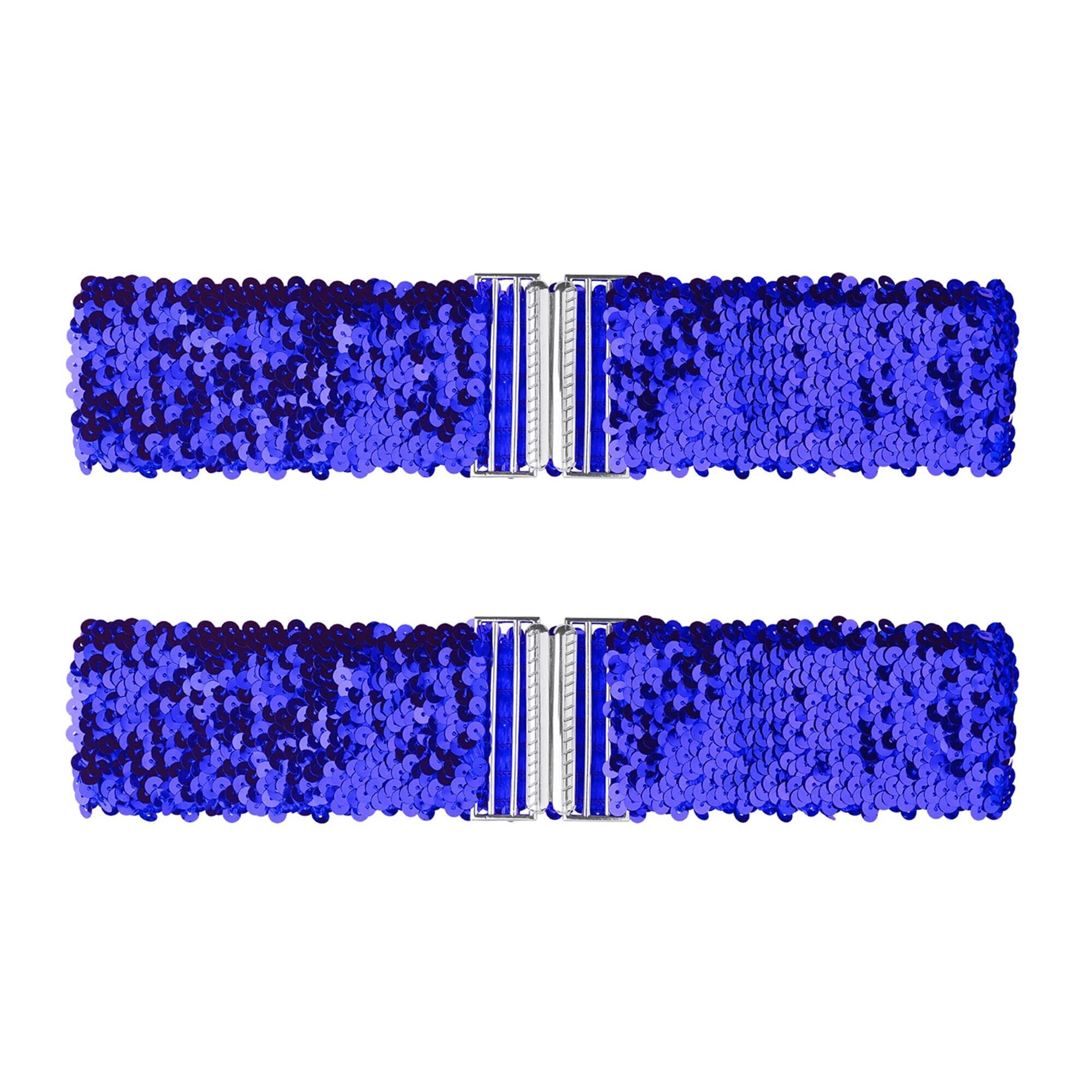 6287 Ladies Stretchy Wide Waist Belts Interlock Buckles Shinny Sequins Decor